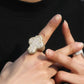 Iced Out 5A Zircon 18K Gold Plated Big Chunky Baguette Cross Finger Ring