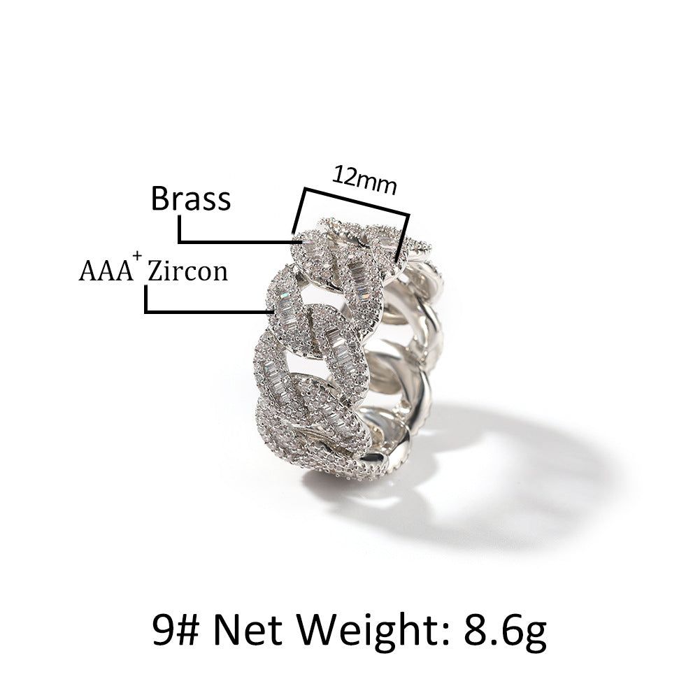 bling iced out cz men's miami cuban baguette crush mens ring