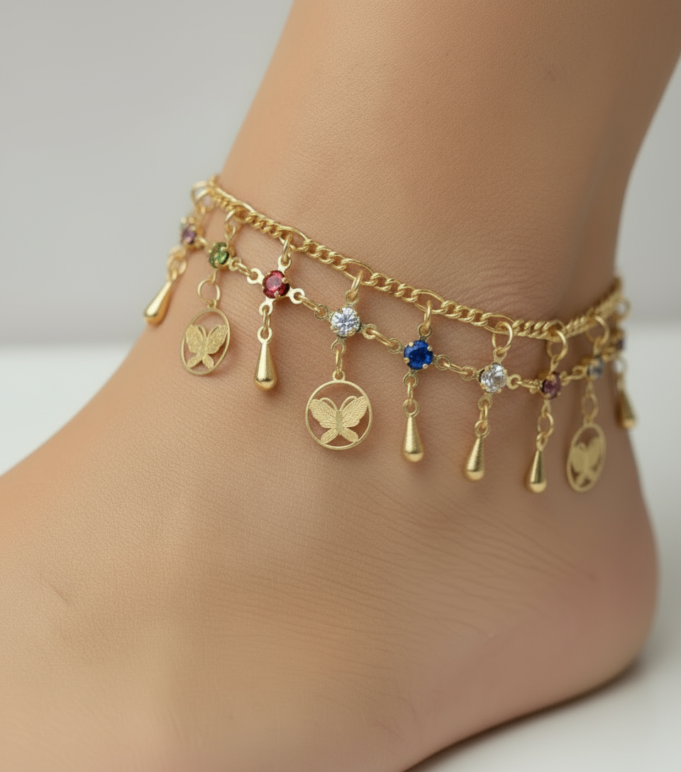 Fashionable gold plated anklet