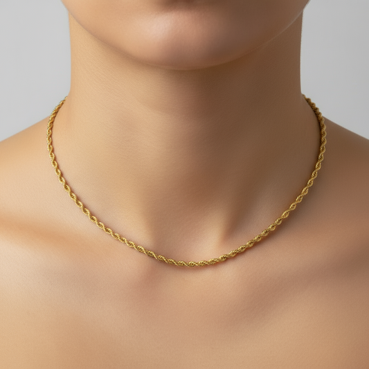 ਅਸਲੀ ਸੋਨੇ ਦੀ ਰੱਸੀ ਦੀ ਚੇਨ (4.4mm)