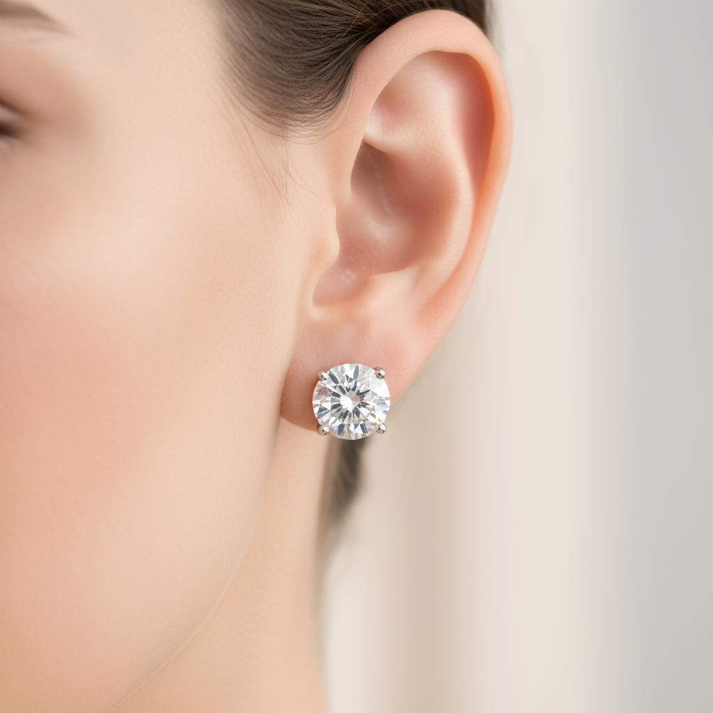 Real Silver Studs (round stone)