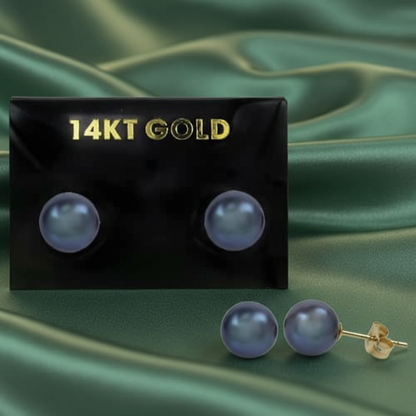 Real Gold  Pearl  Stud Earrings