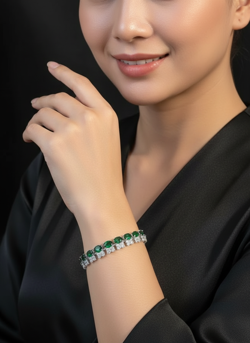 Gold plated emerald bracelet