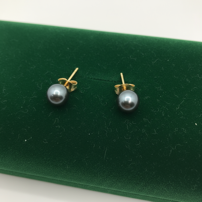 Real Gold  Pearl  Stud Earrings