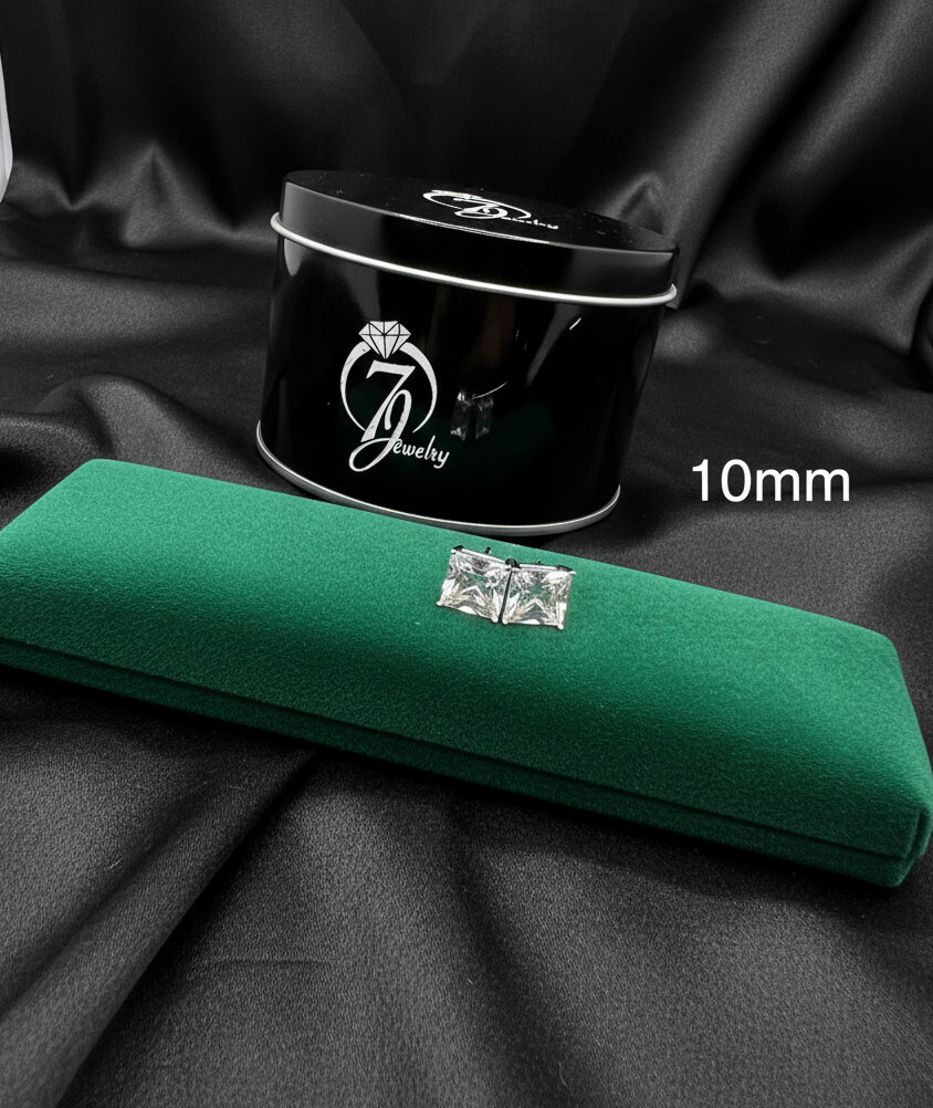 Real Silver Studs (Square  Stone)