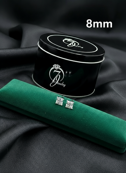 Real Silver Studs (Square  Stone)