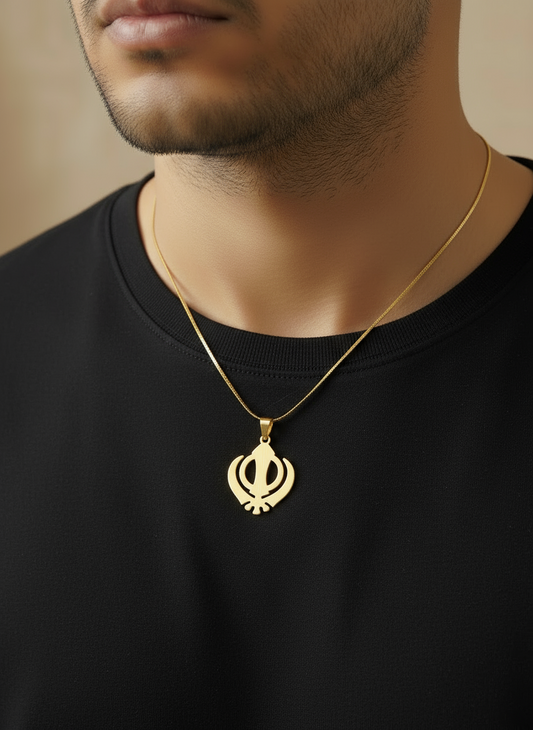 Khanda  Necklace; 18k Gold Plated