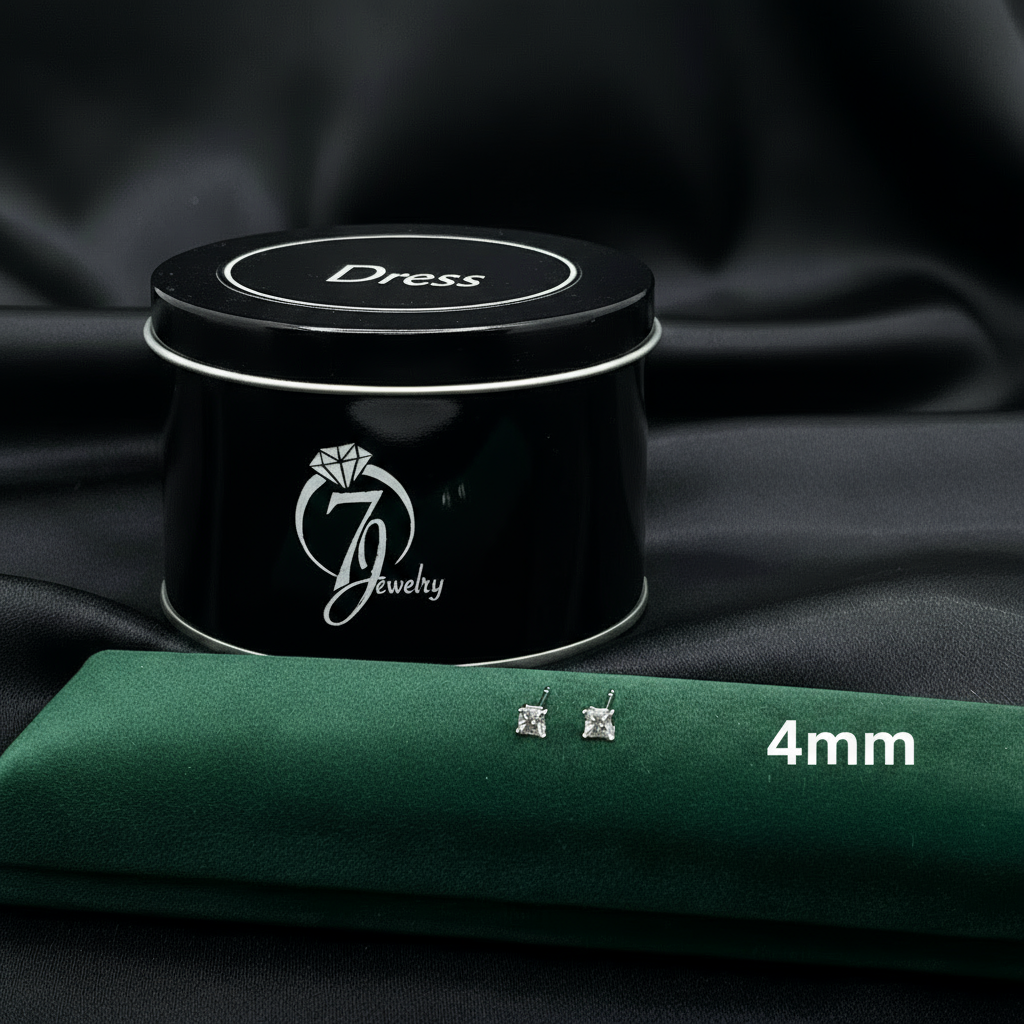 Real Silver Studs (Square  Stone)