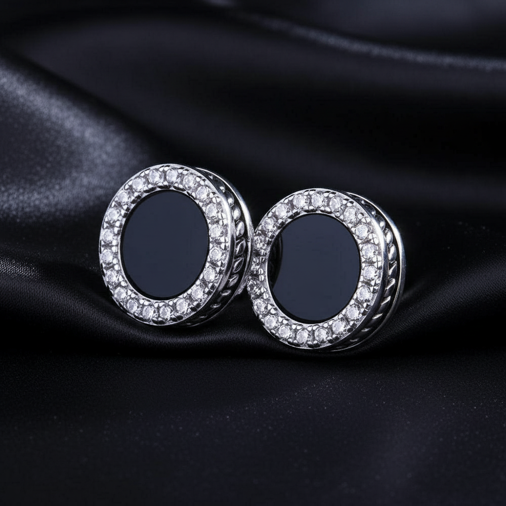 Sterling silver black studs