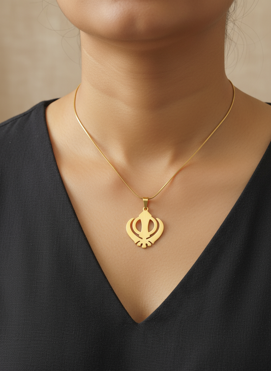 Khanda  Necklace; 18k Gold Plated