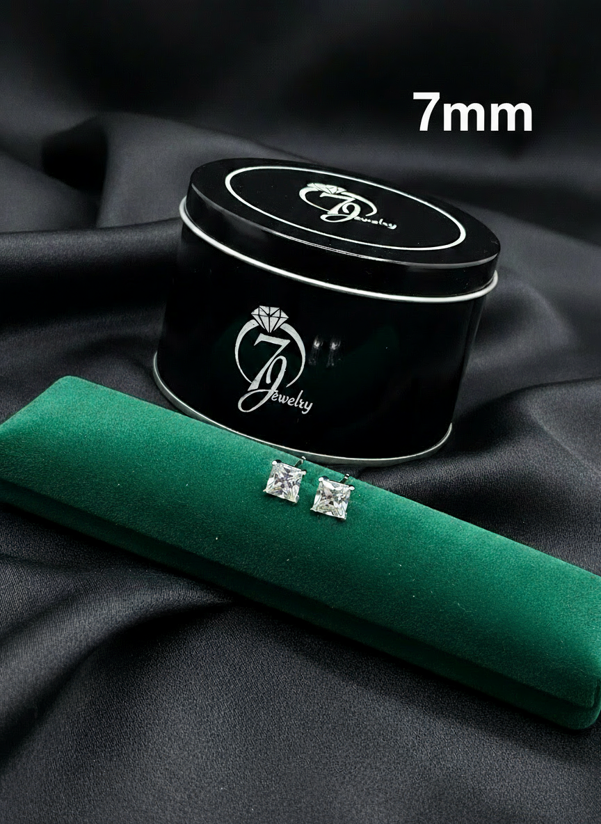 Real Silver Studs (Square  Stone)