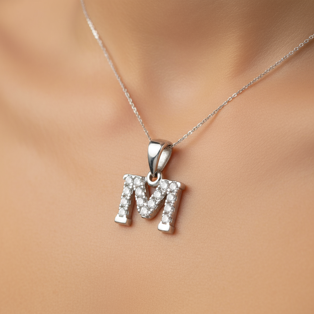 Sterling silver letter initial pendant