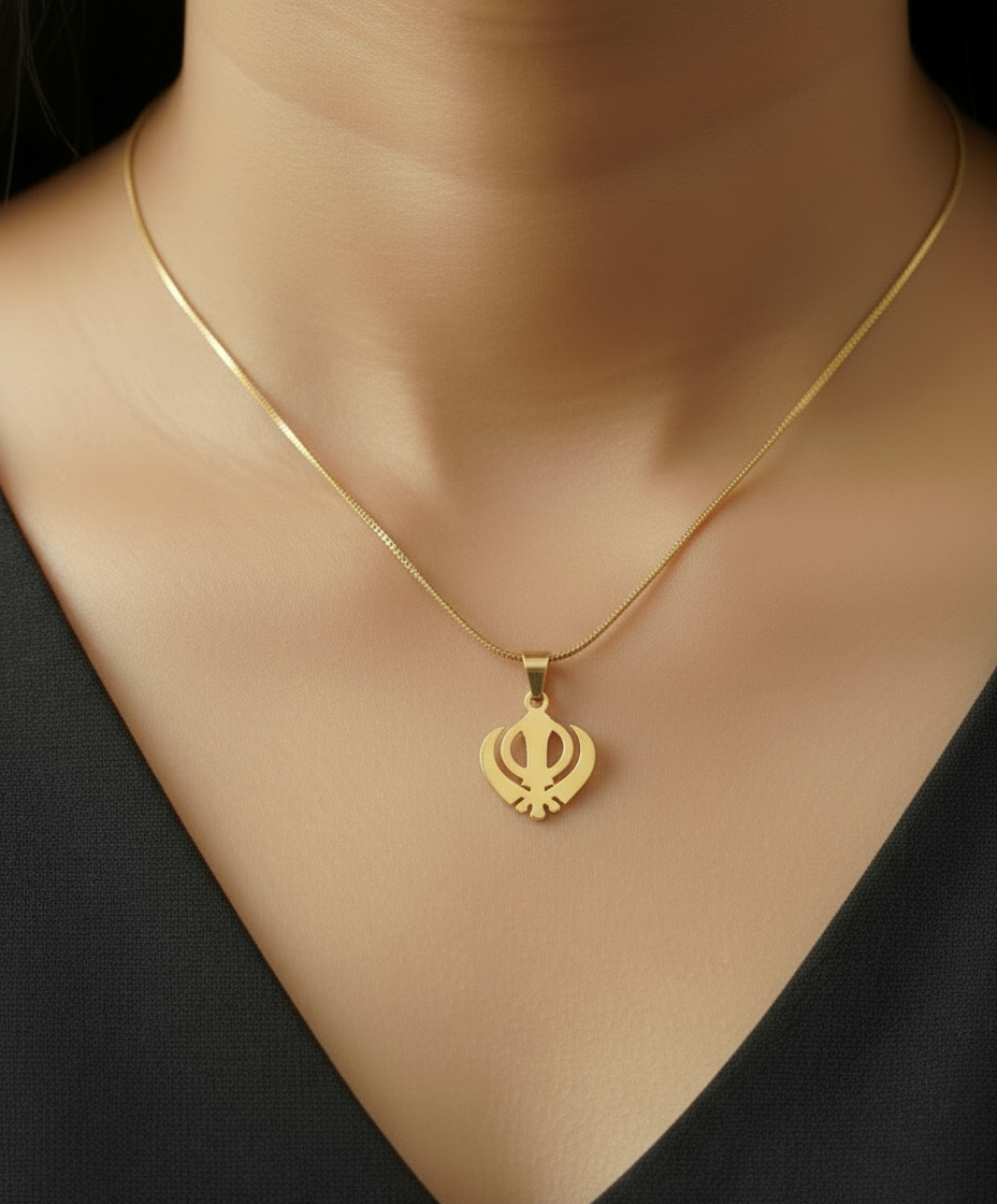 Khanda  Necklace; 18k Gold Plated
