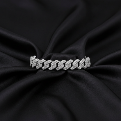 Real silver cuban link iced out bracelet