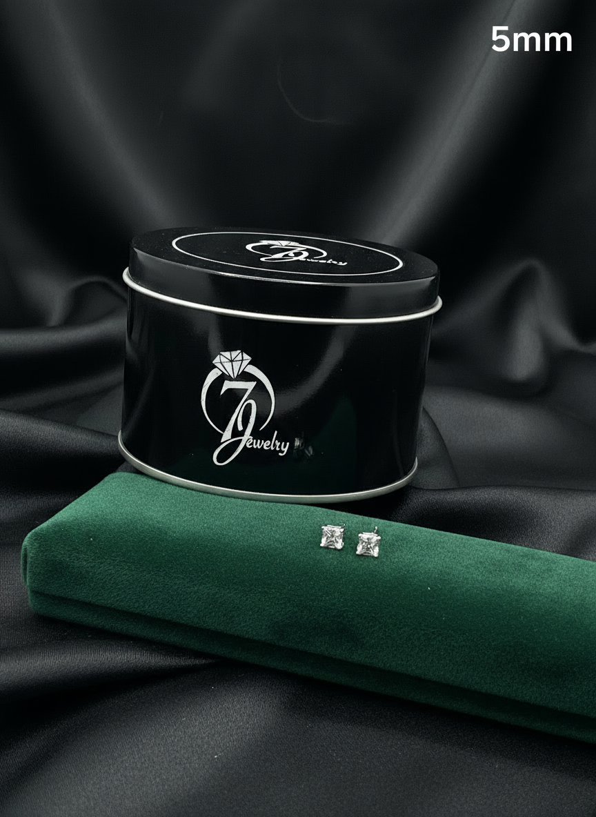 Real Silver Studs (Square  Stone)