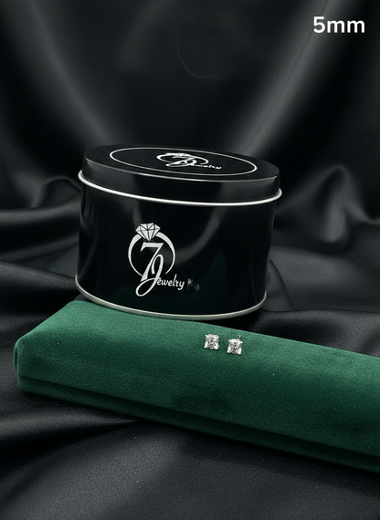 Real Silver Studs (Square  Stone)