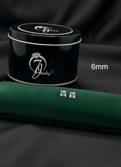 Real Silver Studs (Square  Stone)