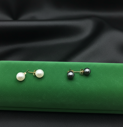 Real Gold  Pearl  Stud Earrings