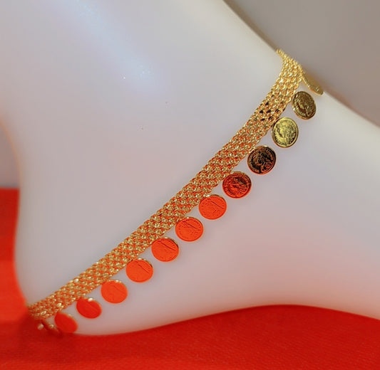 Gold plated  coin Anklet