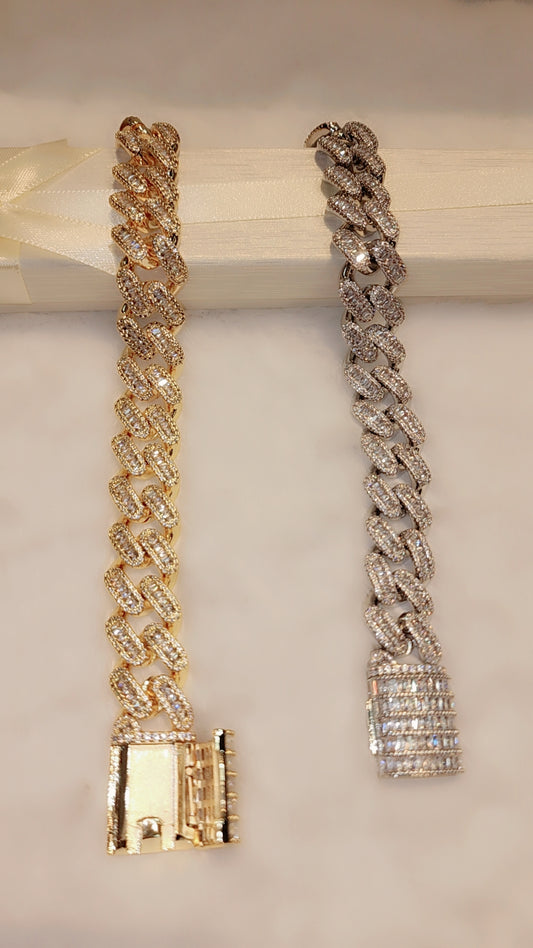 Iced out gold plated Cuban link bracelet