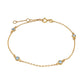 Bracelet en or 10 carats avec topaze bleue et maillon d'ancrage, 6,5" + 0,5" + 0,5" extension (3 mm)