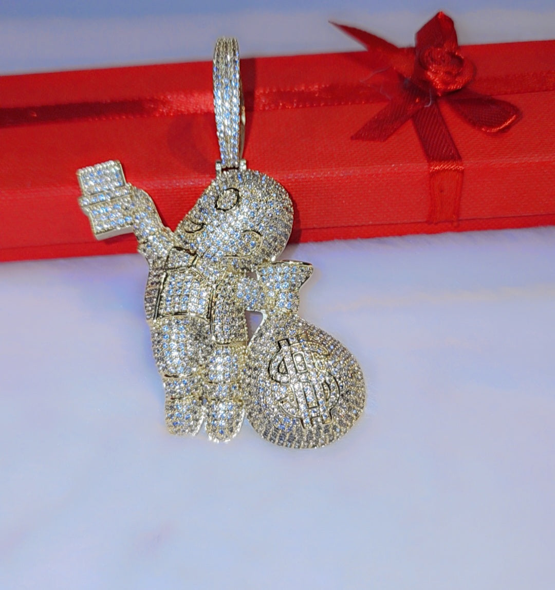 Iced out Money Man pendant