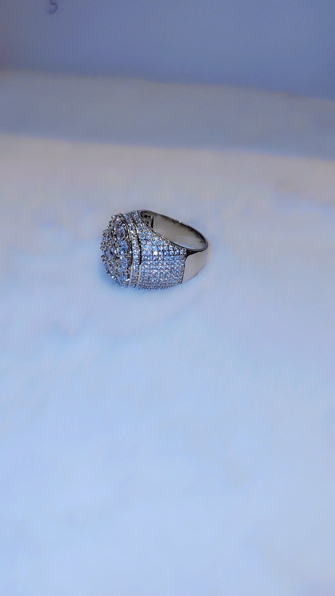 Iced out white gold plated ring