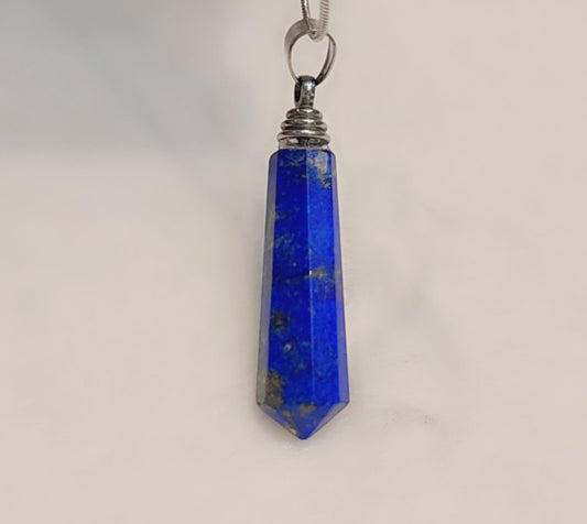 Sterling silver real Lapis stone drop pendant