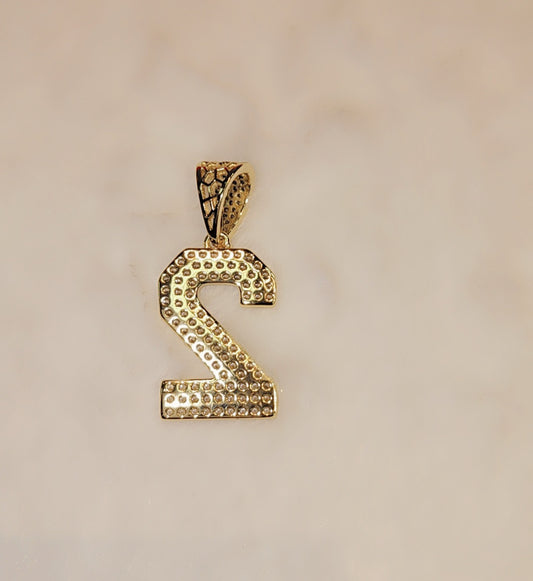 Iced out gold plated Number pendant