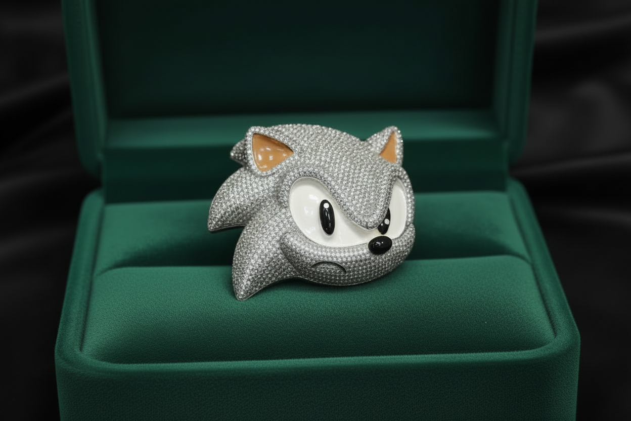 Iced out gold plated sonic pendant