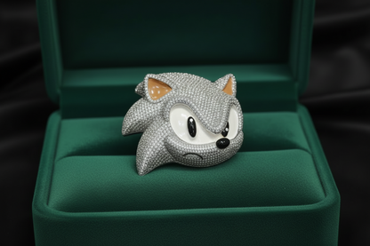 Iced out gold plated sonic pendant