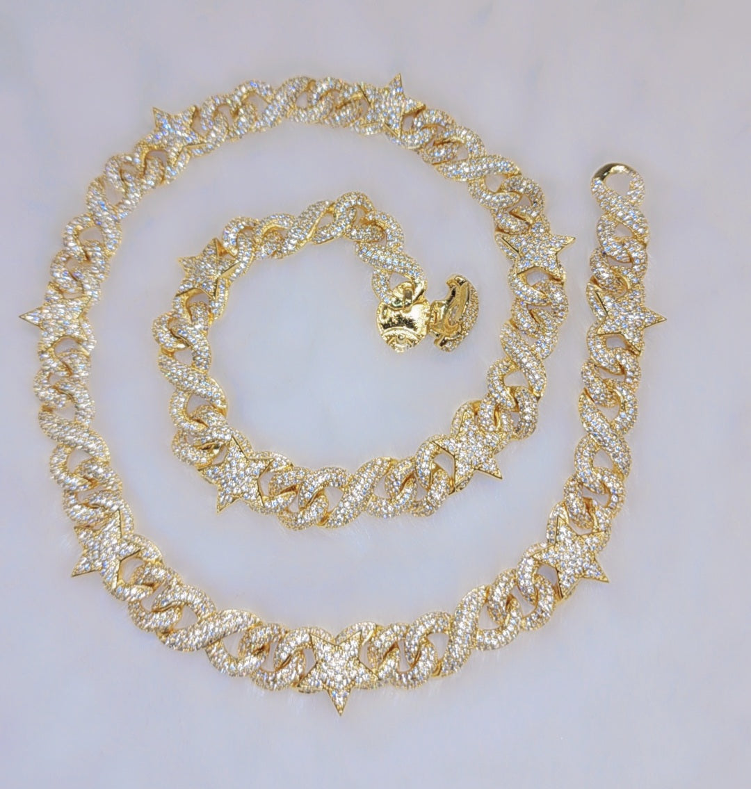 Iced out gold plated chain