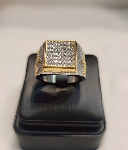 Gold plated Two Tone square ring