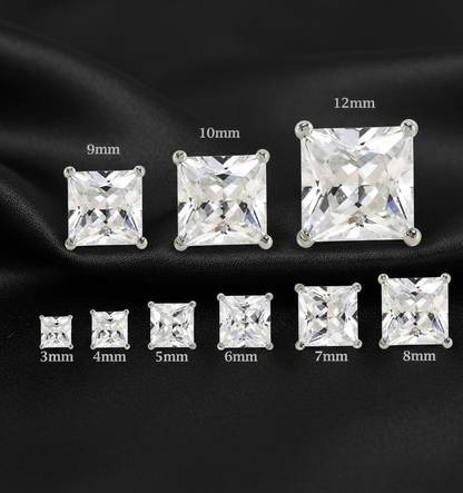 Real Silver Studs (Square  Stone)