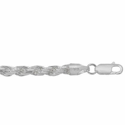 Sterling silver diamond cut rope chain(4.6mm)