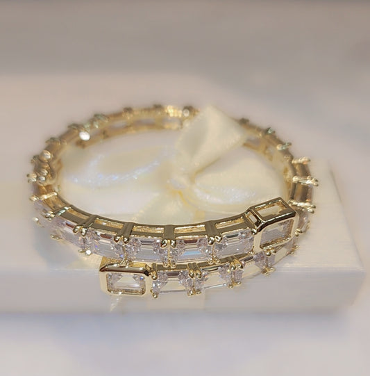 Iced out gold plated bangle