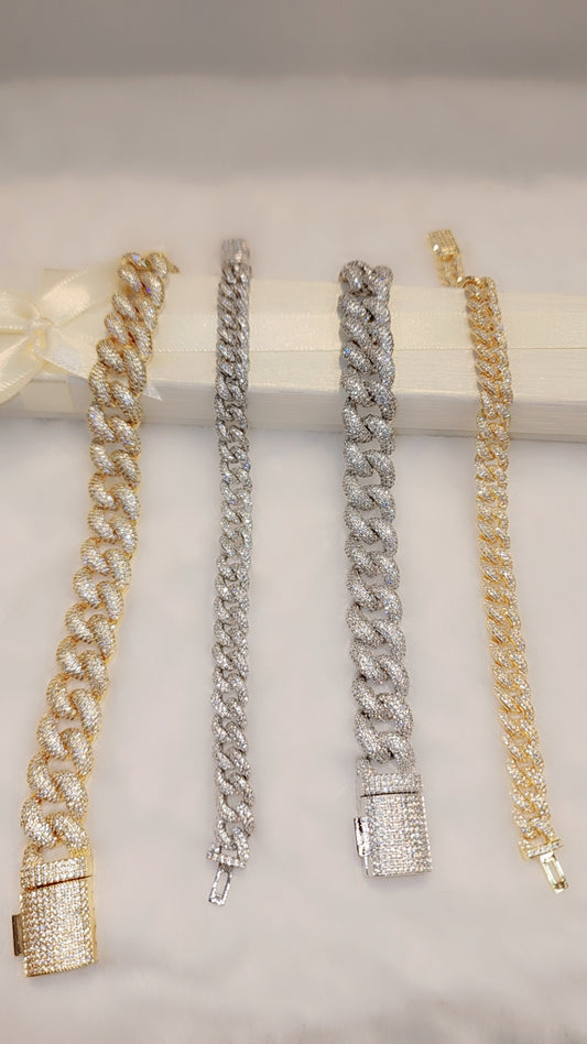 Iced out gold plated Cuban link bracelet