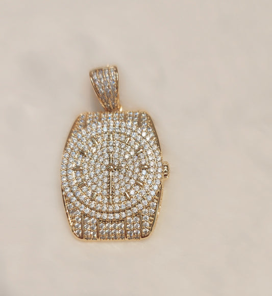Iced out gold plated pendant