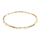 Bracelet en or 10 carats, perle cubique 2x2 mm avec maillons plats en forme de trombone, largeur 7″ (2,5 mm)