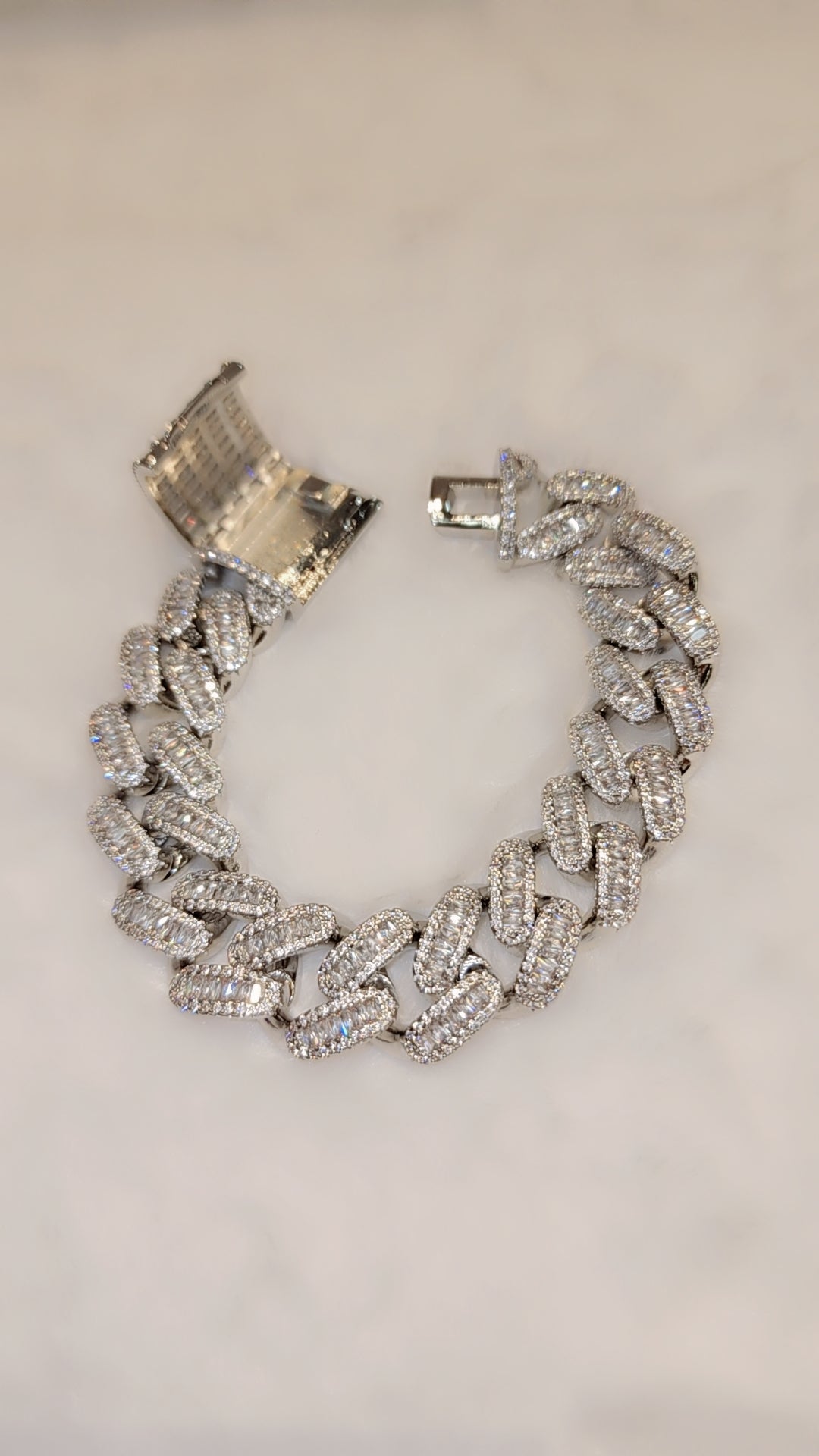 Iced out gold plated Cuban link bracelet