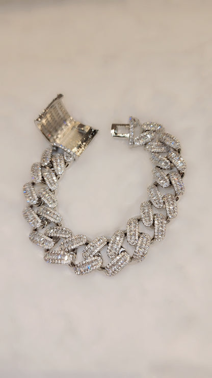 Iced out gold plated Cuban link bracelet