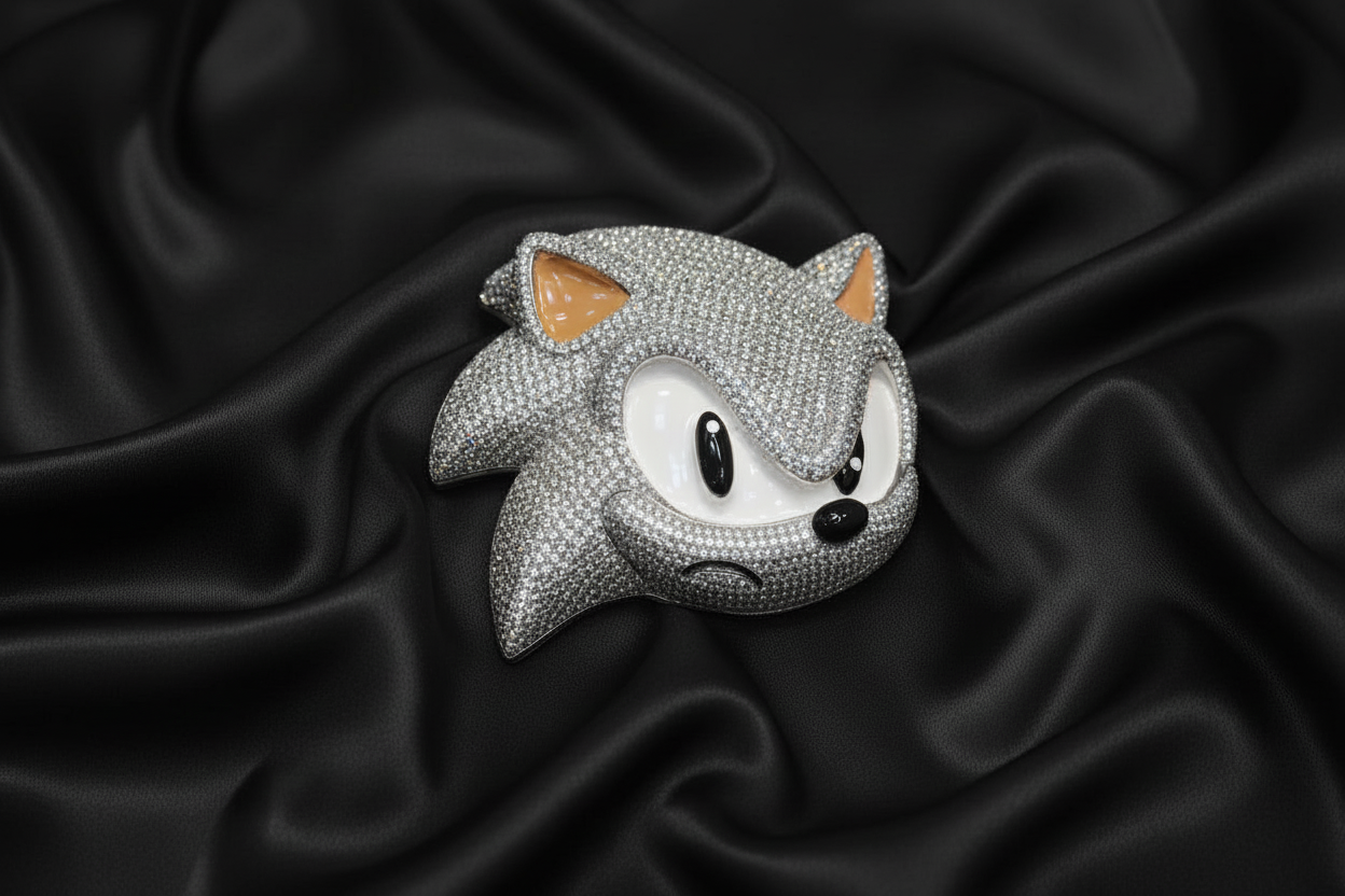 Iced out gold plated sonic pendant