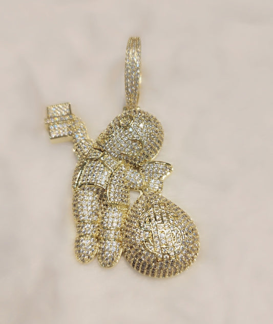 Iced out Money Man pendant