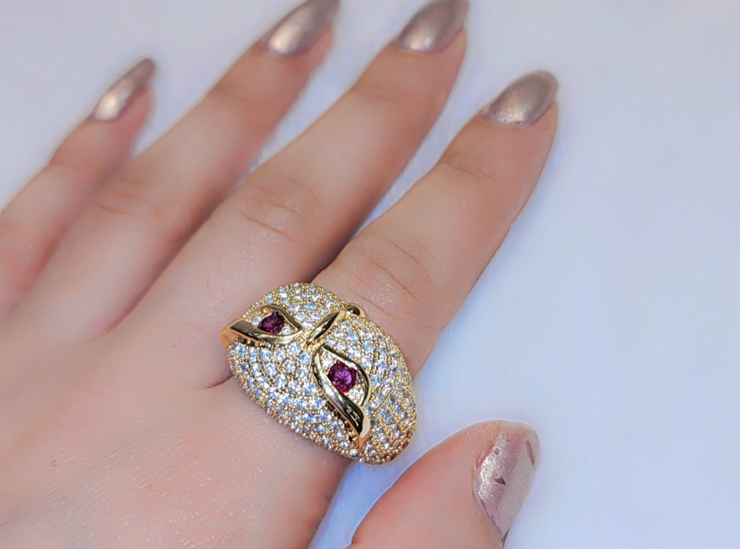 Iced out gold plated Owl ring