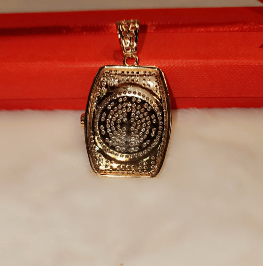 Iced out gold plated pendant