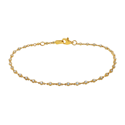 Bracelet en or 10 carats avec zircone cubique, 7″ + 0,5″ extension (2 mm)