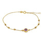 Bracelet en or 10 carats avec améthyste et perle taille diamant de 2,5 mm, 6,5″ + 0,5″ + 0,5″ extension (7 mm)