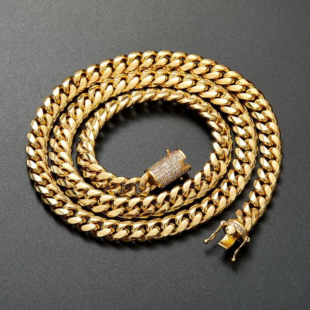 Gold plated miami cuban link chain discount