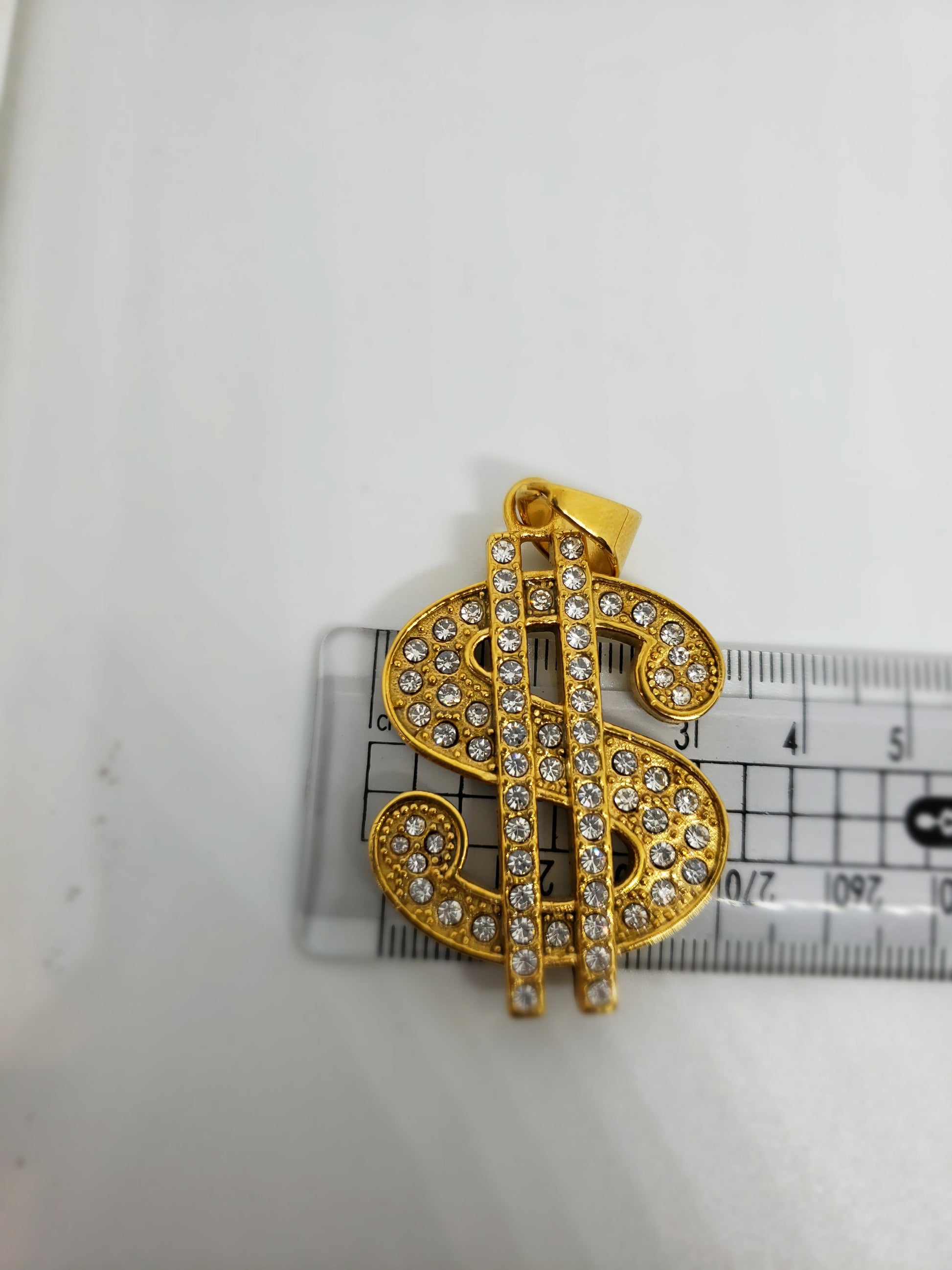 Gold Plated Dollar Sign Pendant - 7Jewelry