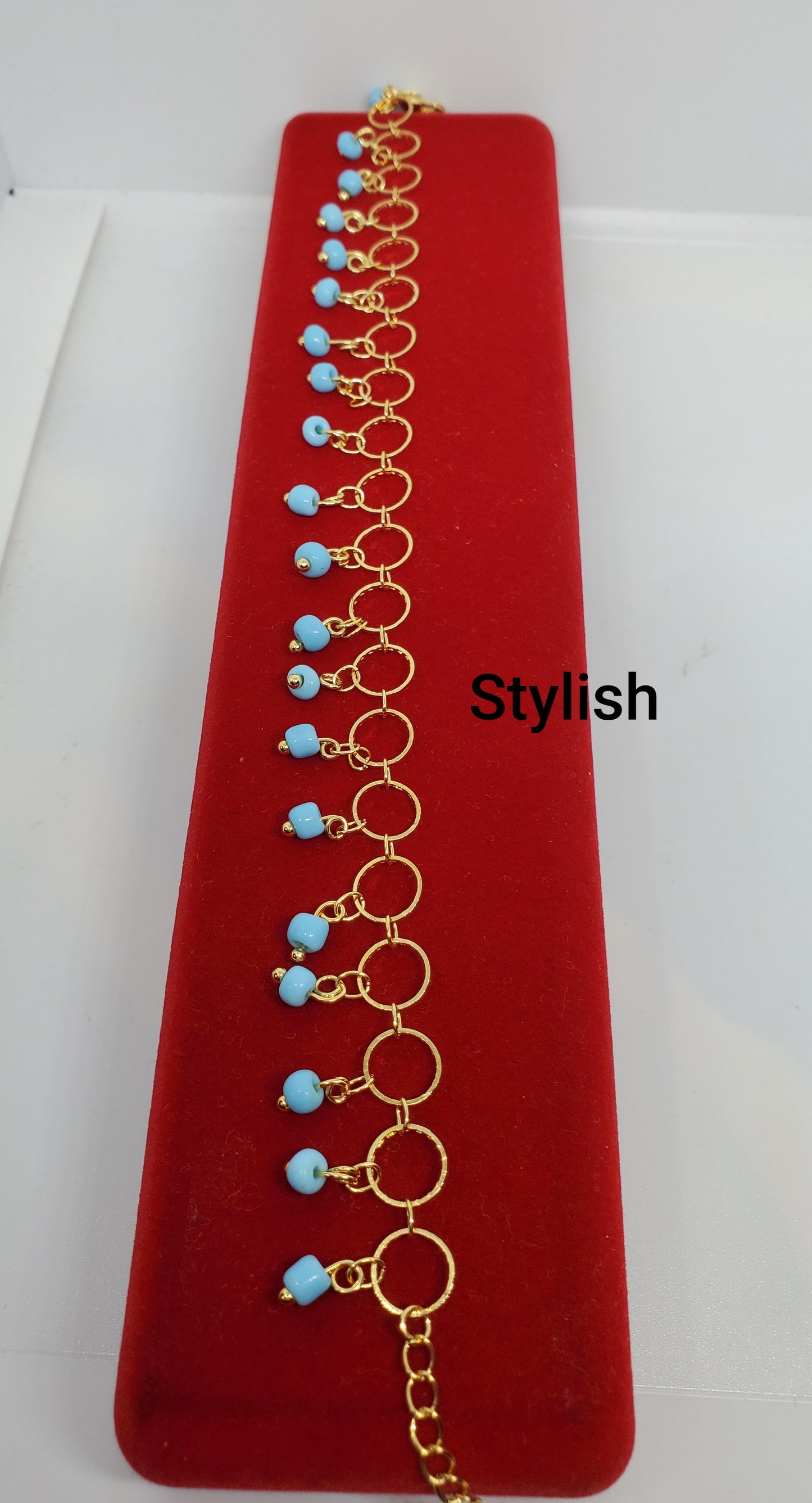18k gold plated turquoise, blue anklet